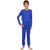 image:imageSTRETCH IS COMFORT Boys Thermal Set Long Sleeve Top with Jogger Pants  Crew Neck or Hoodie  Thermal Underwear For Kids SetRoyal Blue