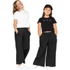 image:imageSTRETCH IS COMFORT Girls Cotton Wide Leg Pants  PullOn Style with Pockets  Soft Stretch Everyday Wear  Youth XSC16Black
