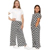 image:imageSTRETCH IS COMFORT Girls Cotton Wide Leg Pants  PullOn Style with Pockets  Soft Stretch Everyday Wear  Youth XSC16Black White Checkered