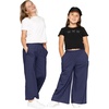 image:imageSTRETCH IS COMFORT Girls Cotton Wide Leg Pants  PullOn Style with Pockets  Soft Stretch Everyday Wear  Youth XSC16Navy Blue