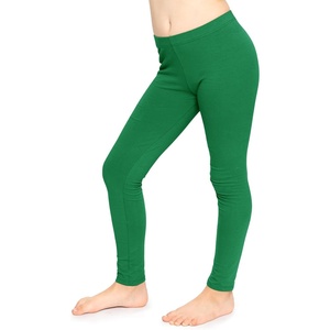 image:imageSTRETCH IS COMFORT Girls Cotton Leggings Kids Toddler Footless Pants 216  Soft durable pullon fit elastic waistband school play active days under dresses easy care washable everyday layeringKelly Green