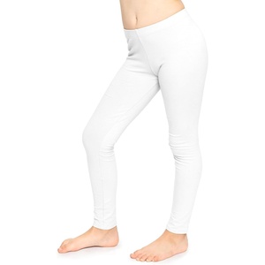 image:imageSTRETCH IS COMFORT Girls Cotton Leggings Kids Toddler Footless Pants 216  Soft durable pullon fit elastic waistband school play active days under dresses easy care washable everyday layeringWhite