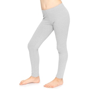 image:imageSTRETCH IS COMFORT Girls Cotton Leggings Kids Toddler Footless Pants 216  Soft durable pullon fit elastic waistband school play active days under dresses easy care washable everyday layeringHeather Gray