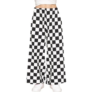 image:imageSTRETCH IS COMFORT Girls Cotton Wide Leg Pants  PullOn Style with Pockets  Soft Stretch Everyday Wear  Youth XSC16Black White Checkered