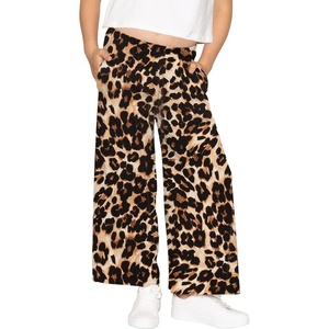 image:imageSTRETCH IS COMFORT Girls Cotton Wide Leg Pants  PullOn Style with Pockets  Soft Stretch Everyday Wear  Youth XSC16Brown Leopard