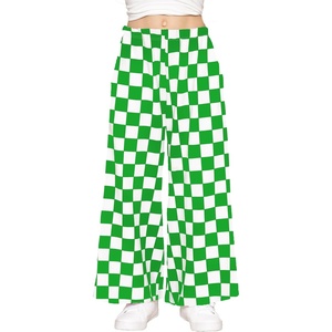 image:imageSTRETCH IS COMFORT Girls Cotton Wide Leg Pants  PullOn Style with Pockets  Soft Stretch Everyday Wear  Youth XSC16Checkered Green