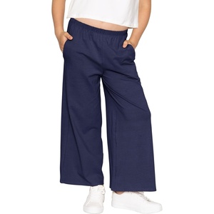 image:imageSTRETCH IS COMFORT Girls Cotton Wide Leg Pants  PullOn Style with Pockets  Soft Stretch Everyday Wear  Youth XSC16Navy Blue
