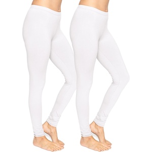 image:imageSTRETCH IS COMFORT Womens Ultra Buttery Smooth Cotton Leggings Knee Length Leggings or Shorts  Small to 5XWhite 2 Pack