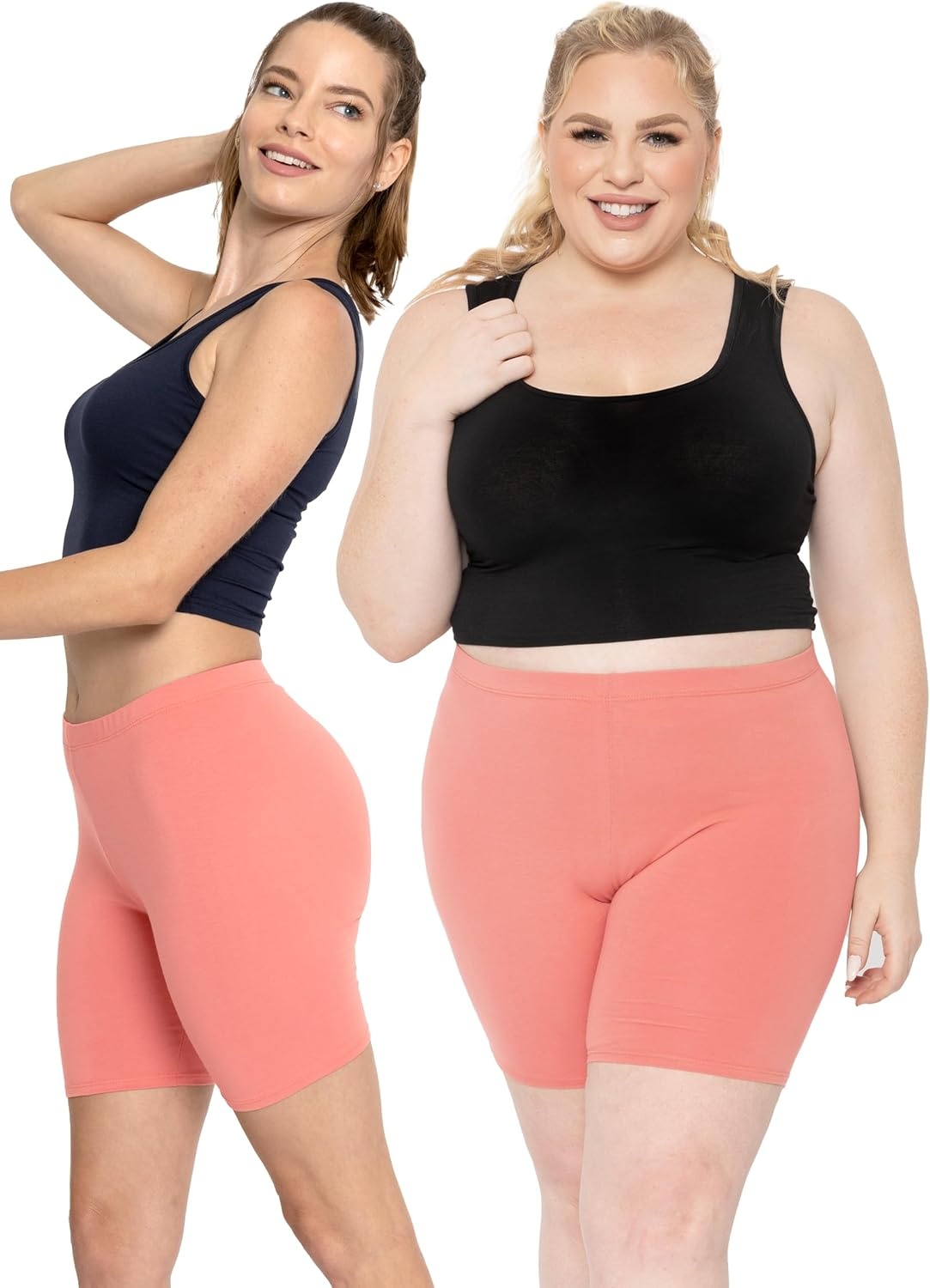 image:imageSTRETCH IS COMFORT Womens Biker Shorts Plus Size Cotton Spandex  Gym Work Out Sports Recreation Bike Running Shorts WomenCoral