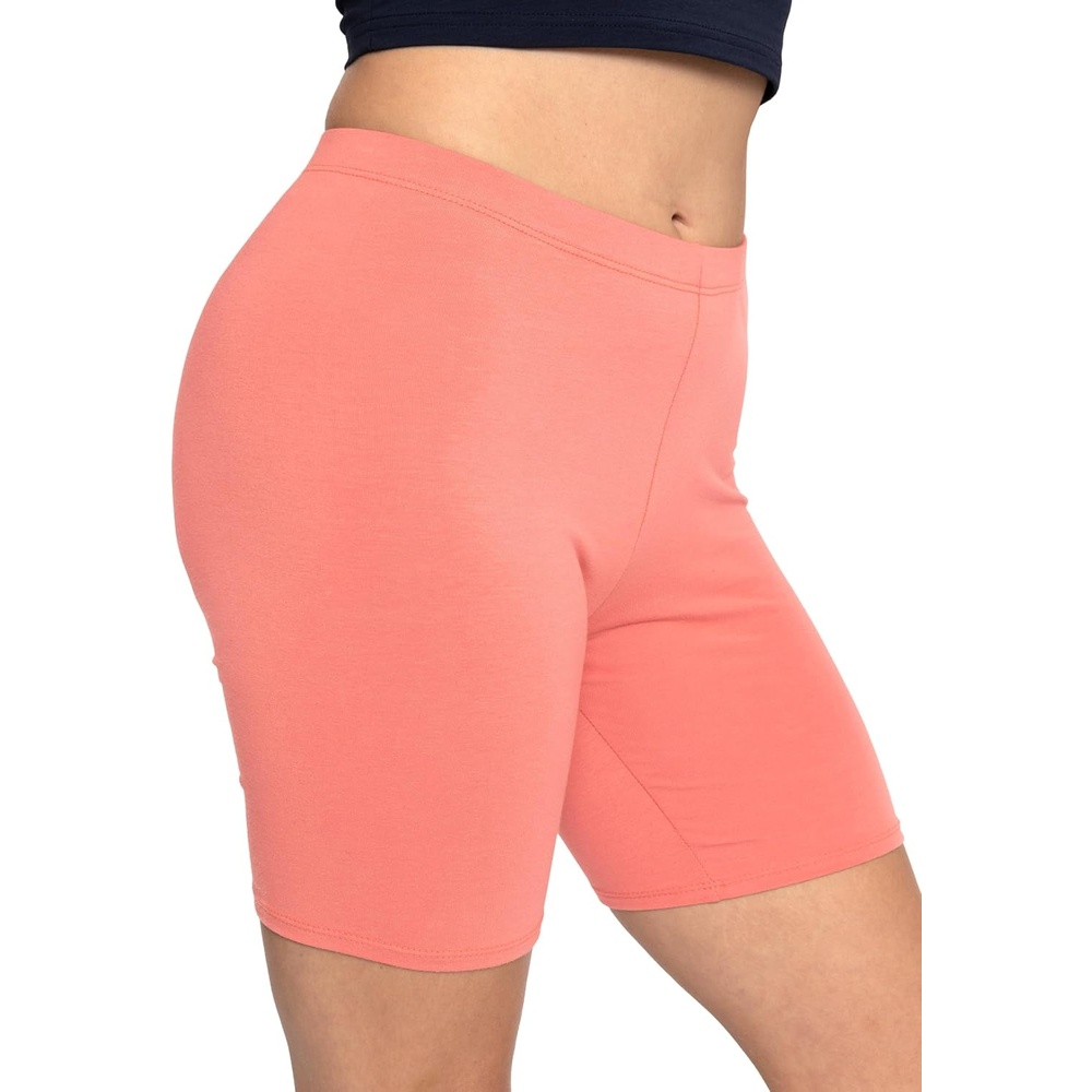 image:imageSTRETCH IS COMFORT Womens Biker Shorts Plus Size Cotton Spandex  Gym Work Out Sports Recreation Bike Running Shorts WomenCoral