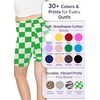 image:imageGirls Bike Shorts Girls Volleyball Shorts for Dance Gymnastics Cheer Yoga Kids Athletic Cotton Spandex Cartwheel ReadyCheckered Green