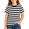image:imageGirls Long Sleeve Shirts  Soft Crew Neck Top  Short Sleeve  Long Sleeve Shirt Girls Size 2T  16Black White Stripes