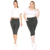 image:imageSTRETCH IS COMFORT Capri Leggings for Women Plus Size Pants with Pockets  Wide high waist knee length 95 polyester 5 spandex leggings for women tummy control Yoga leggings with pockets for womenCharcoal Gray