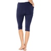 image:imageSTRETCH IS COMFORT Capri Leggings for Women Plus Size Pants with Pockets  Wide high waist knee length 95 polyester 5 spandex leggings for women tummy control Yoga leggings with pockets for womenNavy Blue