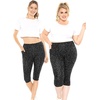 image:imageSTRETCH IS COMFORT Capri Leggings for Women Plus Size Pants with Pockets  Wide high waist knee length 95 polyester 5 spandex leggings for women tummy control Yoga leggings with pockets for womenBlack Cheetah