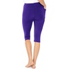 image:imageSTRETCH IS COMFORT Capri Leggings for Women Plus Size Pants with Pockets  Wide high waist knee length 95 polyester 5 spandex leggings for women tummy control Yoga leggings with pockets for womenPurple