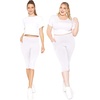 image:imageSTRETCH IS COMFORT Capri Leggings for Women Plus Size Pants with Pockets  Wide high waist knee length 95 polyester 5 spandex leggings for women tummy control Yoga leggings with pockets for womenWhite