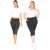 image:imageSTRETCH IS COMFORT Capri Leggings for Women Plus Size Pants with Pockets  Wide high waist knee length 95 polyester 5 spandex leggings for women tummy control Yoga leggings with pockets for womenBlack