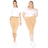 image:imageSTRETCH IS COMFORT Capri Leggings for Women Plus Size Pants with Pockets  Wide high waist knee length 95 polyester 5 spandex leggings for women tummy control Yoga leggings with pockets for womenBeige