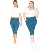 image:imageSTRETCH IS COMFORT Capri Leggings for Women Plus Size Pants with Pockets  Wide high waist knee length 95 polyester 5 spandex leggings for women tummy control Yoga leggings with pockets for womenTeal