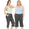 image:imageSTRETCH IS COMFORT Capri Pants for Women with Pockets Womens Capris Black  95 cotton 5 spandex soft 4 way stretch straight leg Vnotch hem capris for women with pockets cropped pants for womenCharcoal Gray