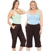 image:imageSTRETCH IS COMFORT Capri Pants for Women with Pockets Womens Capris Black  95 cotton 5 spandex soft 4 way stretch straight leg Vnotch hem capris for women with pockets cropped pants for womenBrown
