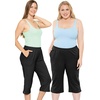 image:imageSTRETCH IS COMFORT Capri Pants for Women with Pockets Womens Capris Black  95 cotton 5 spandex soft 4 way stretch straight leg Vnotch hem capris for women with pockets cropped pants for womenBlack