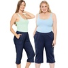 image:imageSTRETCH IS COMFORT Capri Pants for Women with Pockets Womens Capris Black  95 cotton 5 spandex soft 4 way stretch straight leg Vnotch hem capris for women with pockets cropped pants for womenNavy Blue