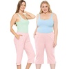 image:imageSTRETCH IS COMFORT Capri Pants for Women with Pockets Womens Capris Black  95 cotton 5 spandex soft 4 way stretch straight leg Vnotch hem capris for women with pockets cropped pants for womenLight Pink