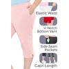 image:imageSTRETCH IS COMFORT Capri Pants for Women with Pockets Womens Capris Black  95 cotton 5 spandex soft 4 way stretch straight leg Vnotch hem capris for women with pockets cropped pants for womenBlack