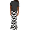 image:imageSTRETCH IS COMFORT Girls 2 Piece Play Outfit  Oh So Soft Short Sleeve Top amp Stretchy Bell Bottom Pant Set  Youth XSXLBlack  Checkered