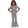 image:imageSTRETCH IS COMFORT Girls 2 Piece Play Outfit  Oh So Soft Short Sleeve Top amp Stretchy Bell Bottom Pant Set  Youth XSXLCheckered Black White