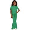 image:imageSTRETCH IS COMFORT Girls 2 Piece Play Outfit  Oh So Soft Short Sleeve Top amp Stretchy Bell Bottom Pant Set  Youth XSXLKelly Green
