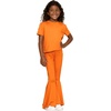 image:imageSTRETCH IS COMFORT Girls 2 Piece Play Outfit  Oh So Soft Short Sleeve Top amp Stretchy Bell Bottom Pant Set  Youth XSXLOrange