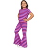 image:imageSTRETCH IS COMFORT Girls 2 Piece Play Outfit  Oh So Soft Short Sleeve Top amp Stretchy Bell Bottom Pant Set  Youth XSXLPink Purple Stripes