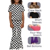 image:imageSTRETCH IS COMFORT Girls 2 Piece Play Outfit  Oh So Soft Short Sleeve Top amp Stretchy Bell Bottom Pant Set  Youth XSXLPink Purple Stripes
