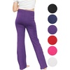 image:imageSTRETCH IS COMFORT Girls Cotton High Rise  Straight Leg Yoga Girl Pants  Flare Pants  Leggings for Girls  Size 414Purple