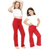 image:imageSTRETCH IS COMFORT Girls Cotton High Rise  Straight Leg Yoga Girl Pants  Flare Pants  Leggings for Girls  Size 414Red