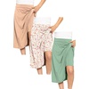 image:imageSTRETCH IS COMFORT Girls Knee Length or Midi Length Aline Skirt with Builtin Shorts 3 Pack  Size 416Beigepink Rosesage
