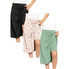image:imageSTRETCH IS COMFORT Girls Knee Length or Midi Length Aline Skirt with Builtin Shorts 3 Pack  Size 416Blackpink Rosesage