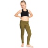 image:imageSTRETCH IS COMFORT Leggings for Girls 3 Pack Stretch Girls Leggings Pants  Soft medium weight knit elastic waist Girl Pants under dresses skirts school Toddler Leggings Black Leggings GirlsOlive Green