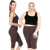 image:imageSTRETCH IS COMFORT Oh So Soft Plus Size Capri Leggings for Women  Knee Length or Full Length Black Capri Leggings for WomenBrown