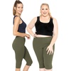 image:imageSTRETCH IS COMFORT Oh So Soft Plus Size Capri Leggings for Women  Knee Length or Full Length Black Capri Leggings for WomenOlive Green