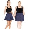image:imageSTRETCH IS COMFORT Plus Size Shorts Women Flowy Wide Leg Summer Shorts for Curvy Women Casual Lightweight with PocketsNavy Blue