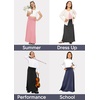 image:imageSTRETCH IS COMFORT Skirt for Girls Flowy Midi Knee amp Ankle Length with Pockets with Ruched Waistband  Black Skirt for GirlsCharcoal Gray