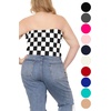 image:imageSTRETCH IS COMFORT Womens Regular and Plus Size Crop Tube Top  Sizes Small  5XCheckered Black and White