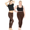 image:imageWomens Cotton Leggings Full Length Ankle and Knee Yoga Pants Foldover Waist Stretch Leggings Plus Size S5X Soft BreathableBrown