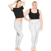 image:imageWomens Cotton Leggings Full Length Ankle and Knee Yoga Pants Foldover Waist Stretch Leggings Plus Size S5X Soft BreathableHeather Gray