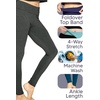 image:imageWomens Cotton Leggings Full Length Ankle and Knee Yoga Pants Foldover Waist Stretch Leggings Plus Size S5X Soft BreathableHeather Gray