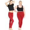 image:imageWomens Cotton Leggings Full Length Ankle and Knee Yoga Pants Foldover Waist Stretch Leggings Plus Size S5X Soft BreathableRed